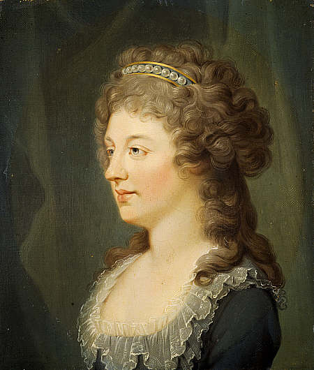 Charlotte Stuart, Charles's daughter by Clementina Walkinshaw. Portrait by Hugh Douglas Hamilton, Scottish National Portrait Gallery.