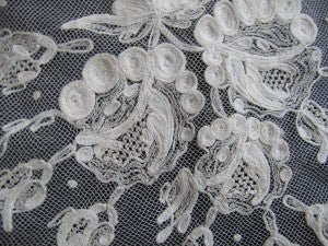 Detail of antique Tamboured lace.