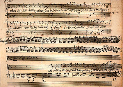 Une partie du manuscrit de Handel pour le Messie.