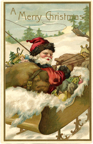 Vintage-Santa-with-Sleigh-Image-GraphicsFairy - Copy