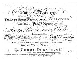 Jane, aged 21, visited Bath for the first time in 1797. She may have danced Captain Cook’s Country Dance from Corri, Dussek & Co’s Twenty-four New Country Dances for the Year 1797.