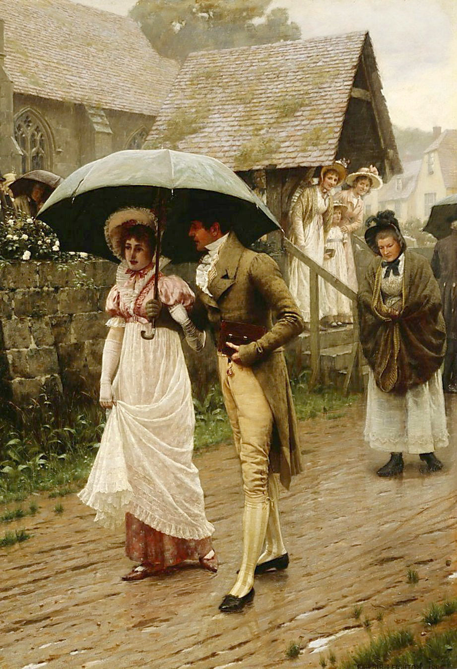 A Wet Sunday Morning by Edmund Blair Leighton.