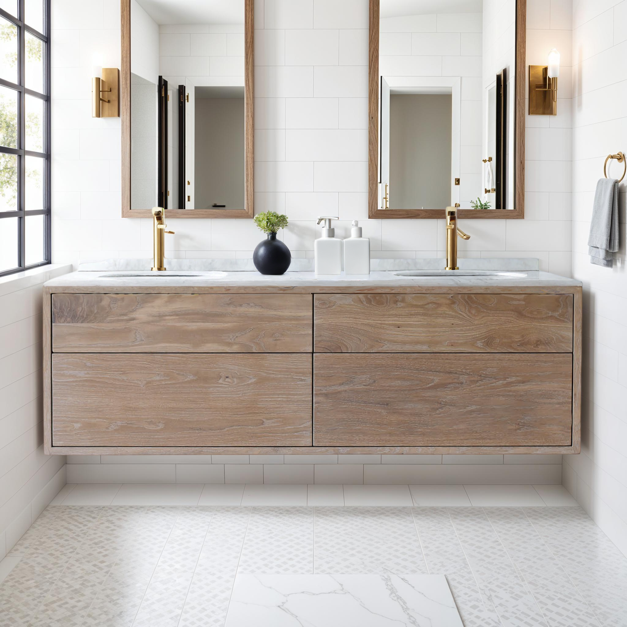 4-Drawer Floating Vanity / Double Sink - Specifications: