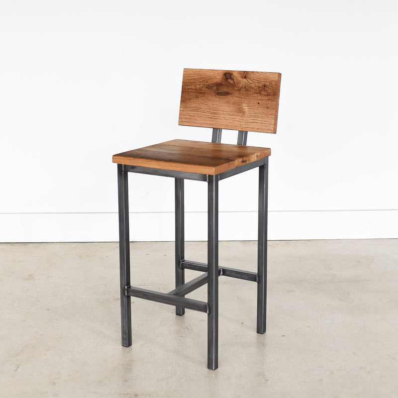 wood and steel counter stool