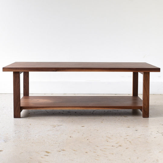 Modern Solid Wood Coffee Table with Lower Shelf – What WE Make