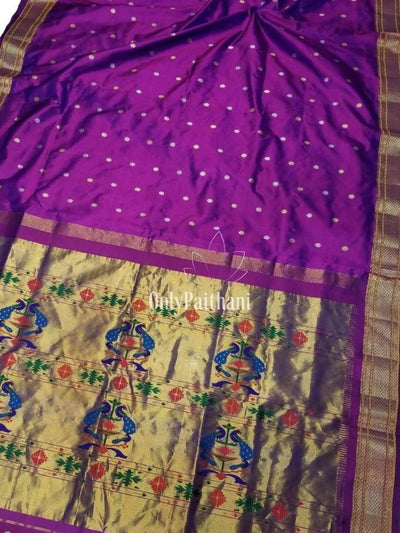 Purple Single Color Maharani Paithani - Pure Silk Paithani Saree ...