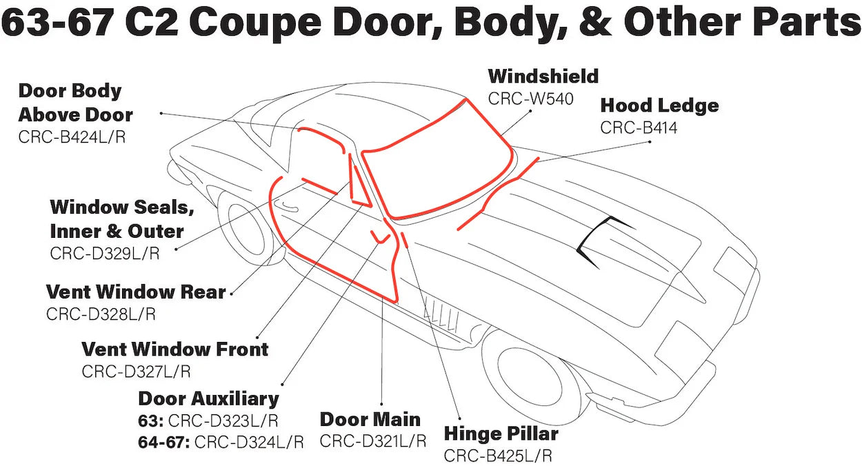 C2: 63-67 Coupe Door, Body, & Misc. Parts