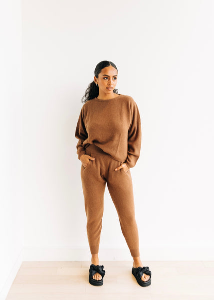 Nina Wool Cashmere Joggers (Parchment) - Milk Boutique