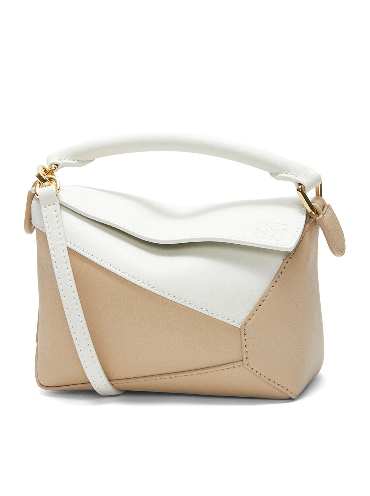 Loewe Mini Puzzle Bag In Classic Calfskin In White