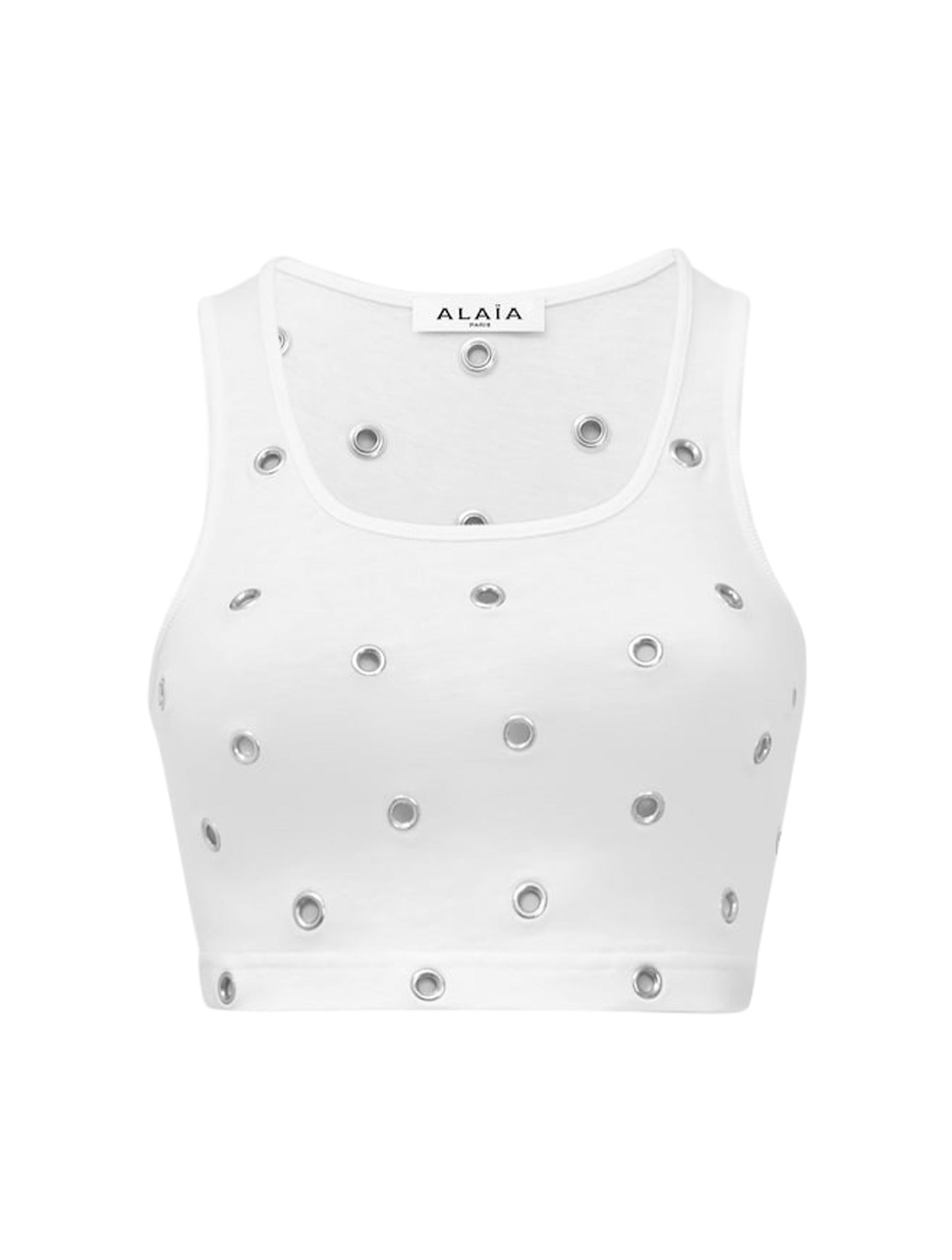 ALAÏA EYELET CROPPED TANK TOP