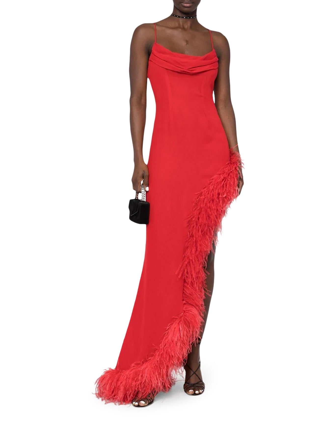 Alessandra Rich Dress With Feather Detail In Red ModeSens