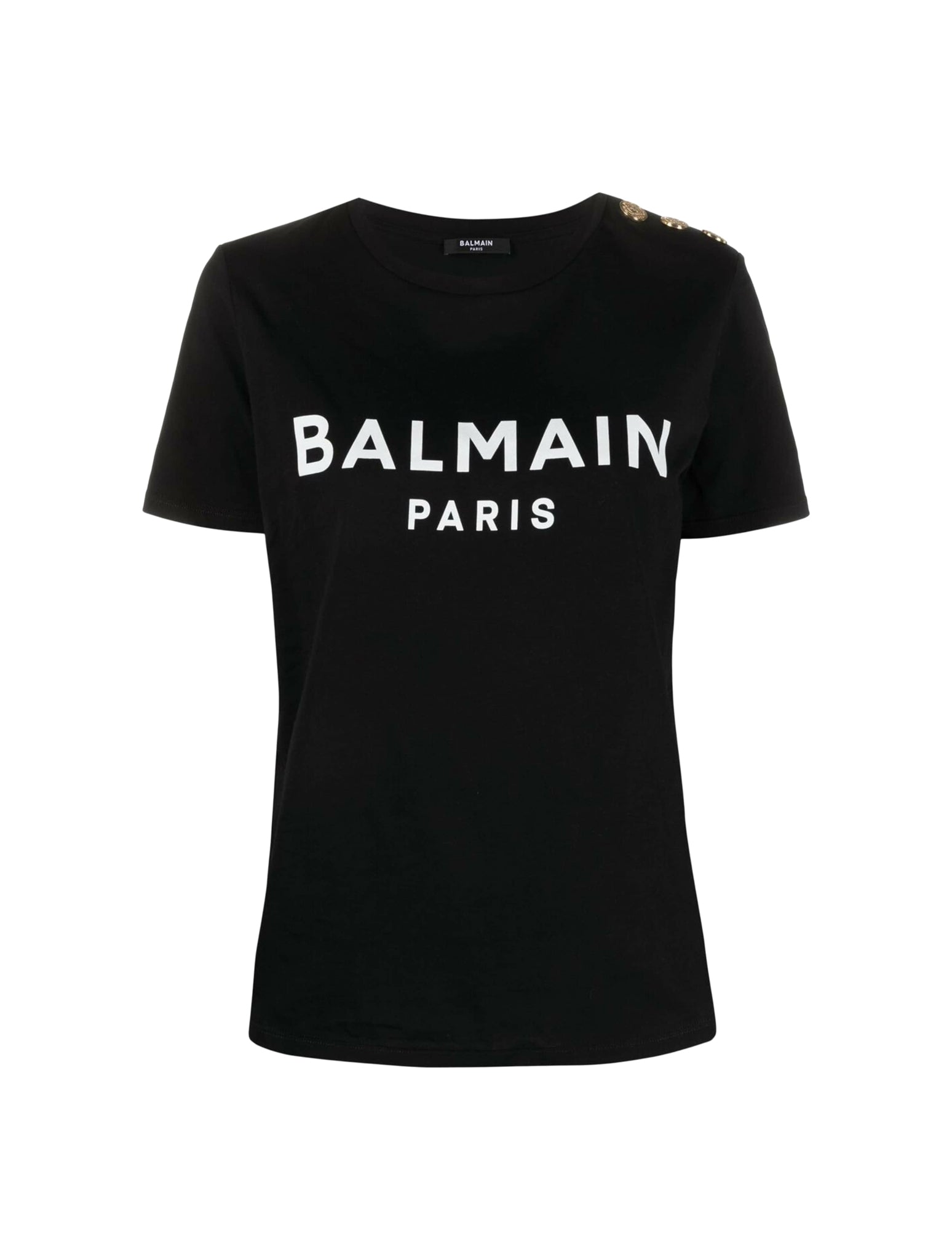 Balmain T-shirt With  Paris Print In Metallic