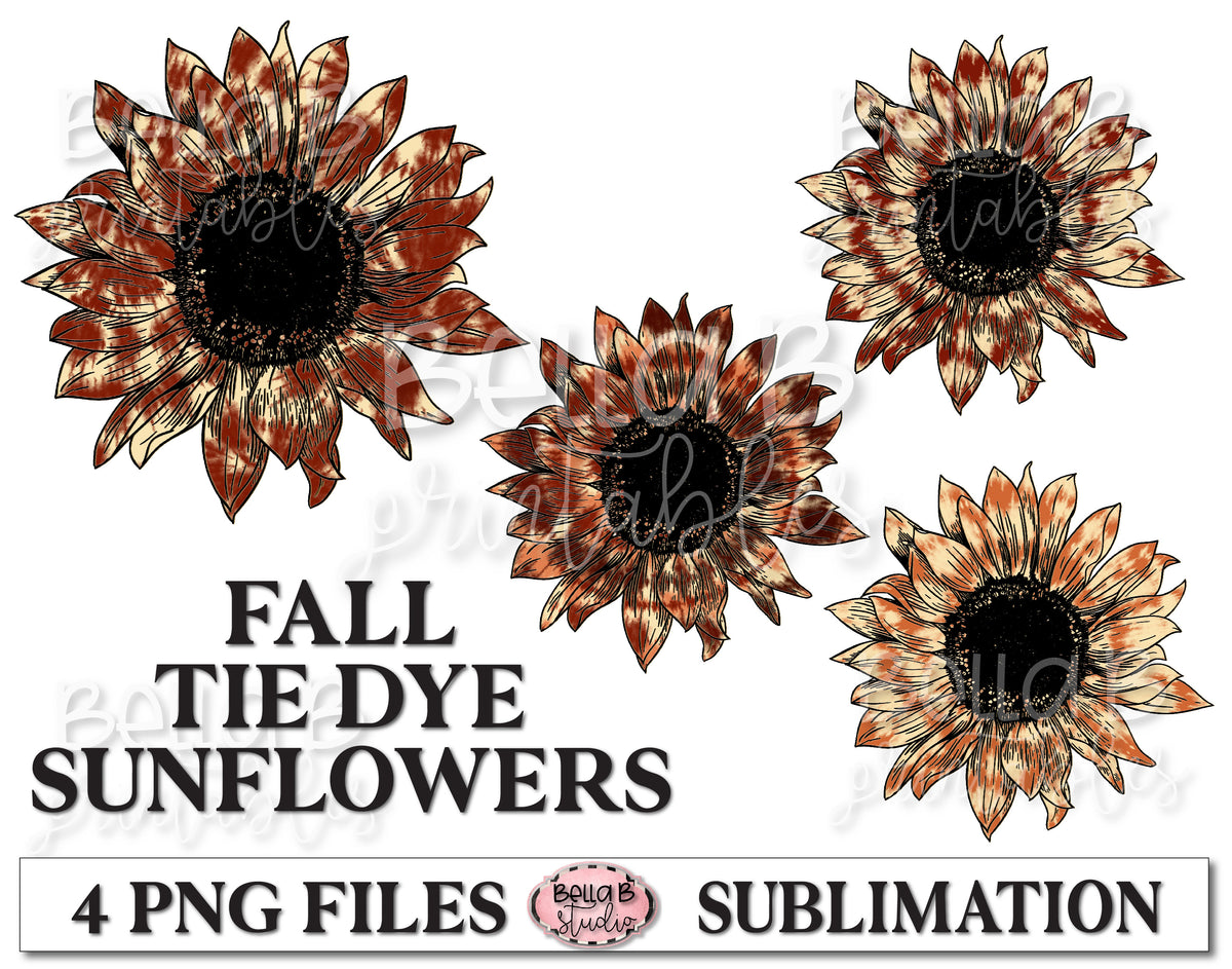 Download Fall Tie Dye Sunflower Sublimation Elements Bundle - Bella ...