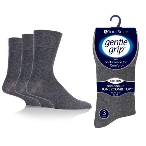 Mens Gentle Grip Socks (3 Pair Pack) - Care Clothing