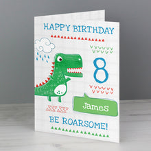 Load image into Gallery viewer, Personalised &#39;Be Roarsome&#39; Dinosaur Card
