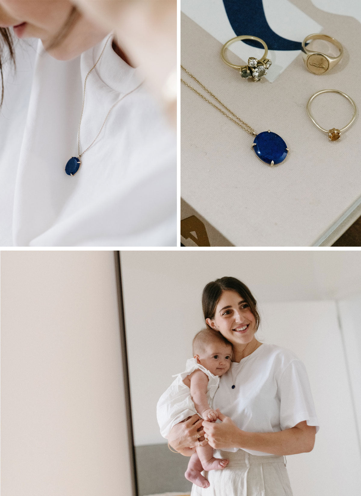 Amanda Bardas wearing the blue Lapis Lazuli Pendant