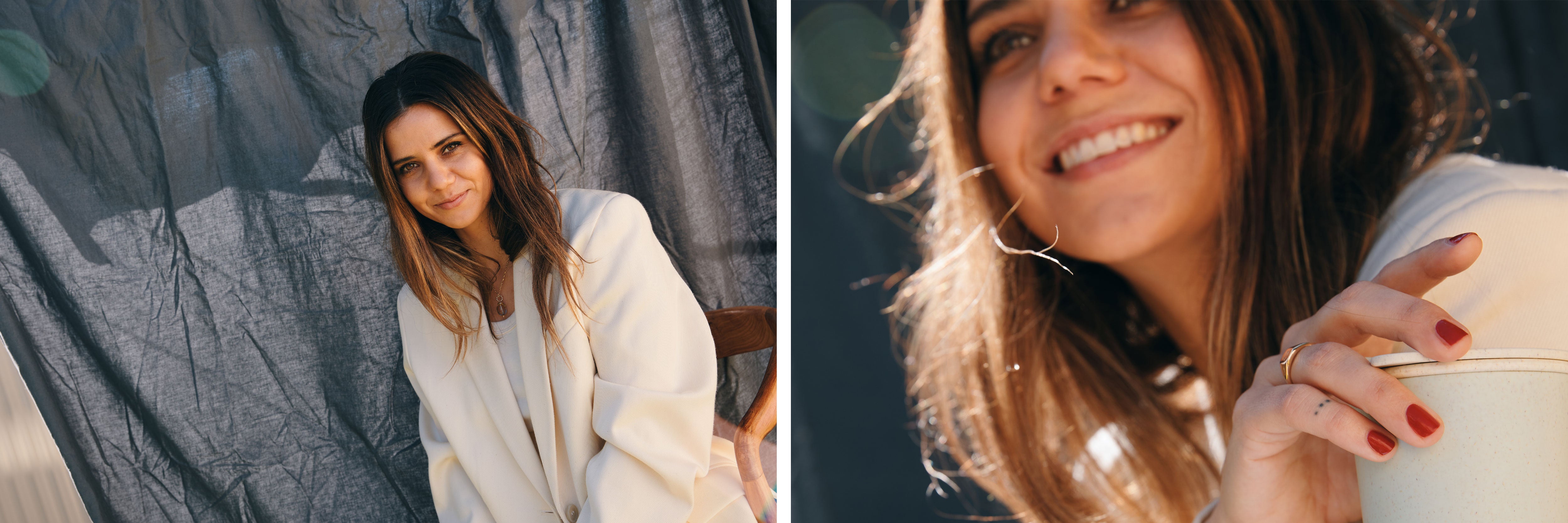 Celeste Tesoriero, founder of Sonzai Studios in front of a dark background smiling into the camera