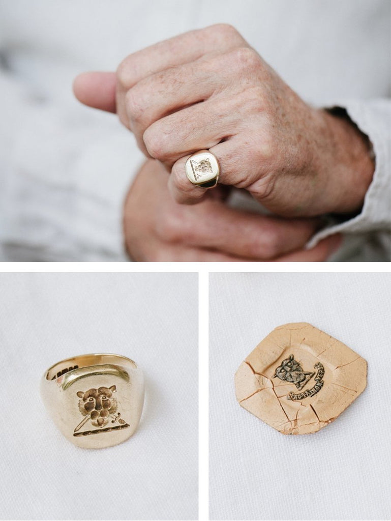 Yellow Gold signet ring with family crest