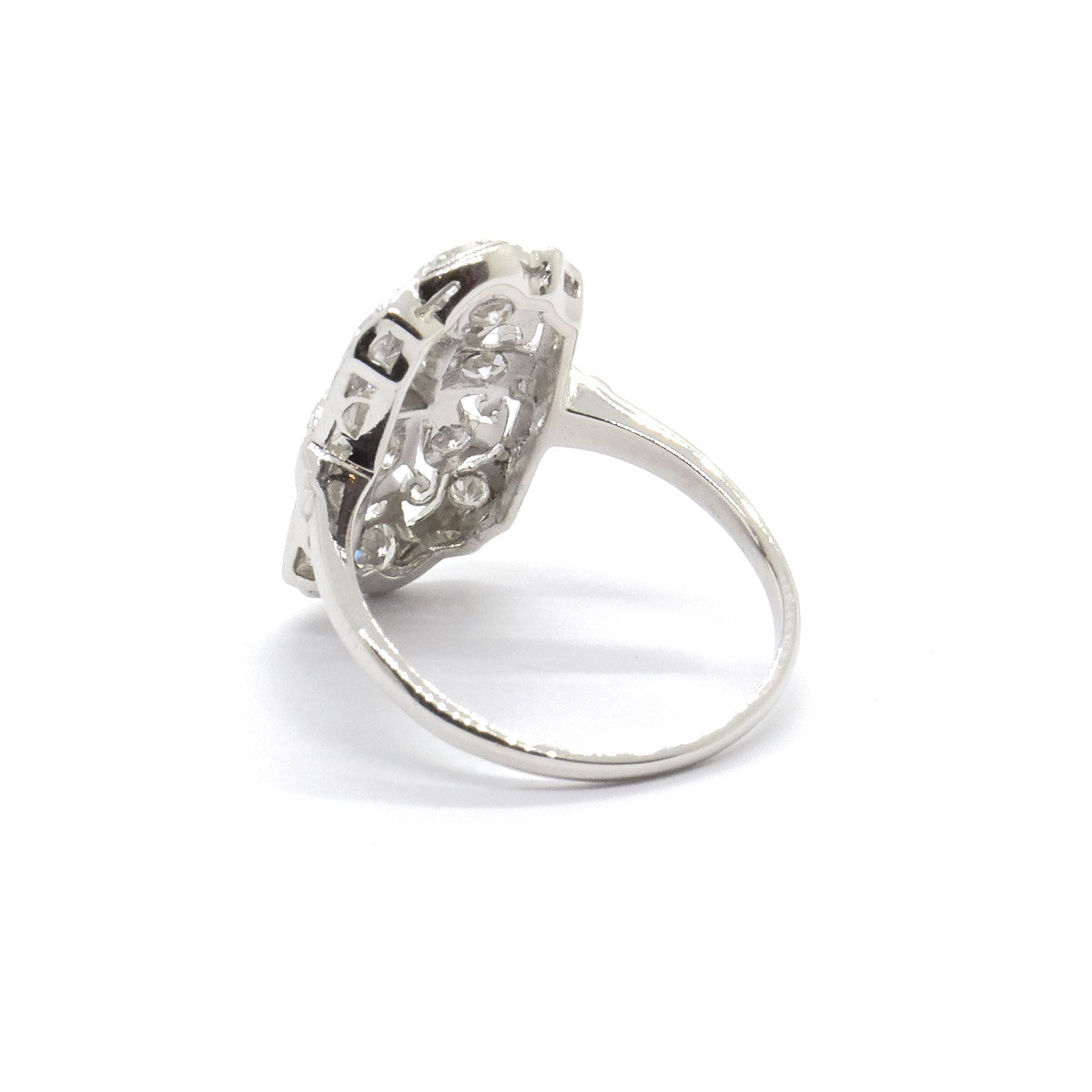 Vintage Platinum and Diamond Plaque Ring – Natalie Marie Jewellery