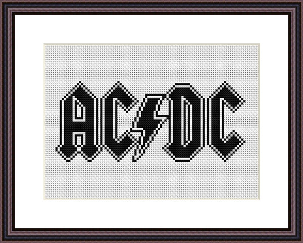 ACDC cross stitch embroidery 