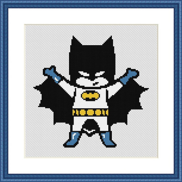 Baby Batman cute easy free cross stitch pattern 