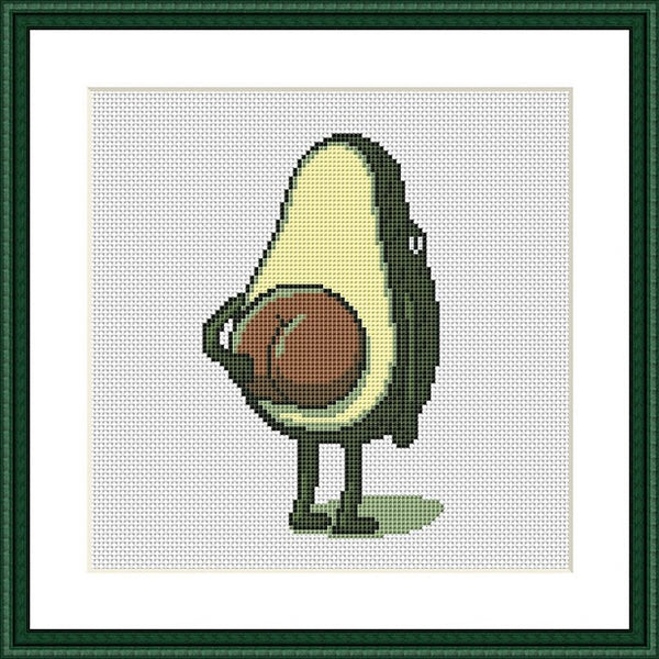 Avocado free funny cross stitch hand embroidery pattern - Tango Stitch