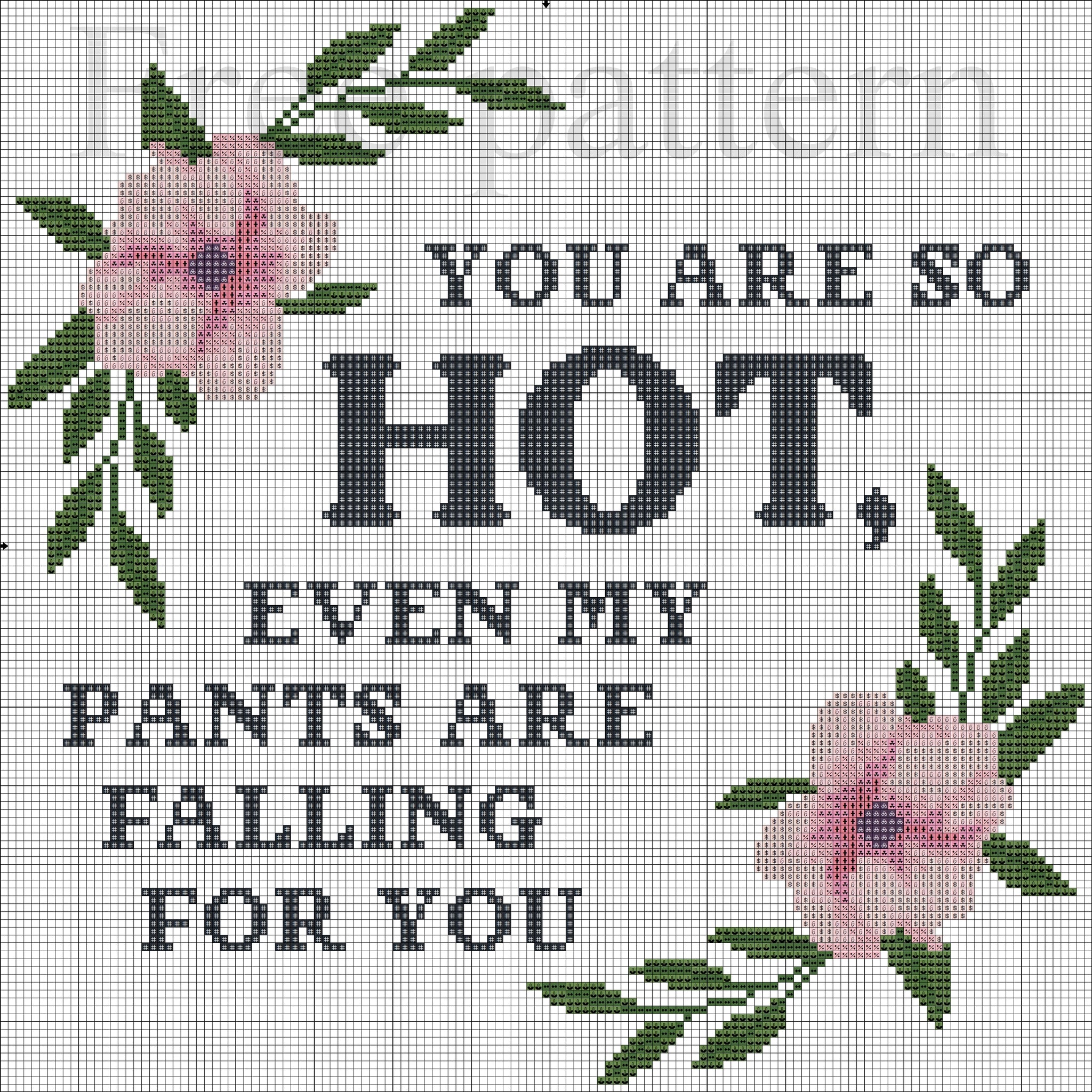 You are so hot funny romantic free cross stitch pattern - Tango Stitch