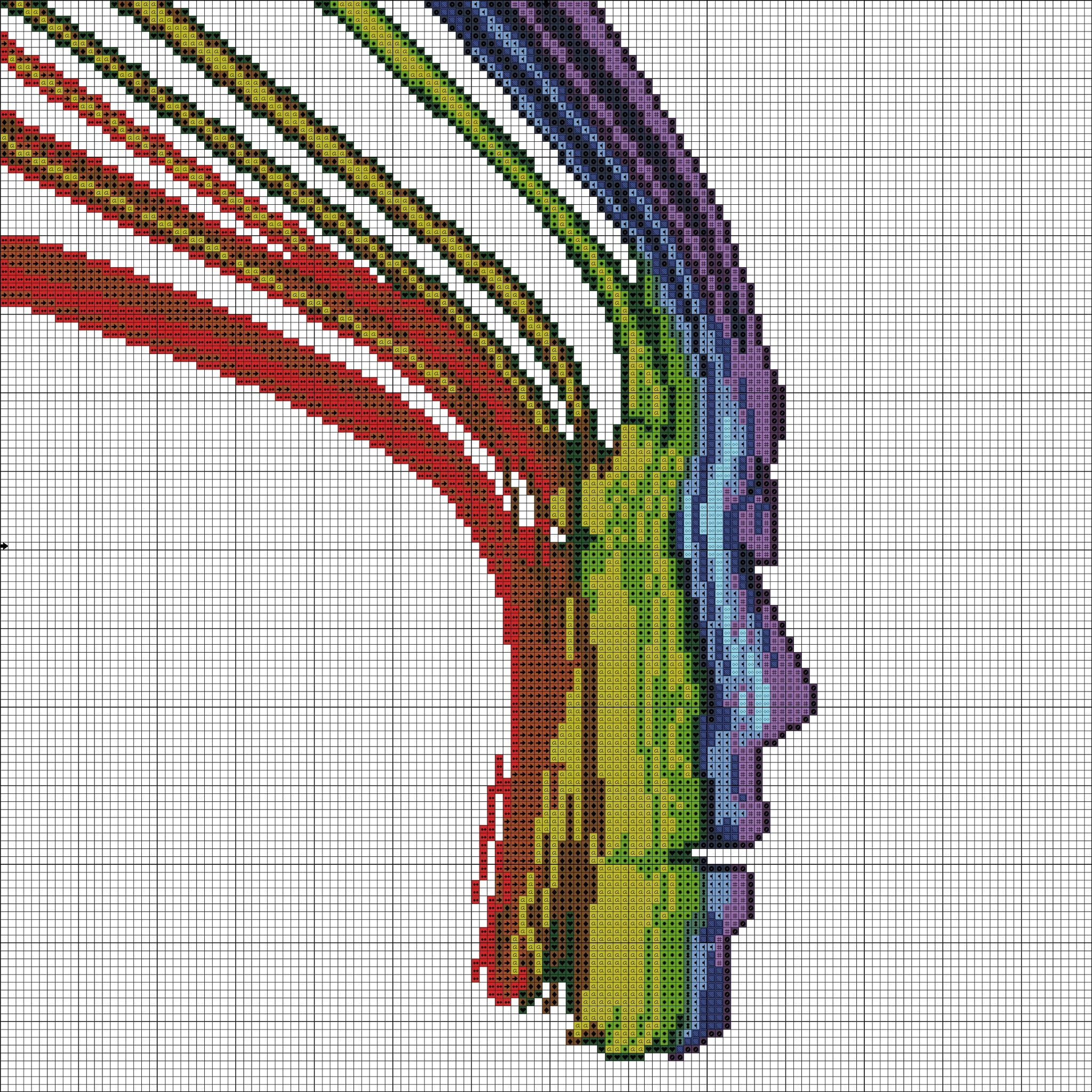 Abstract rainbow woman face free cross stitch pattern