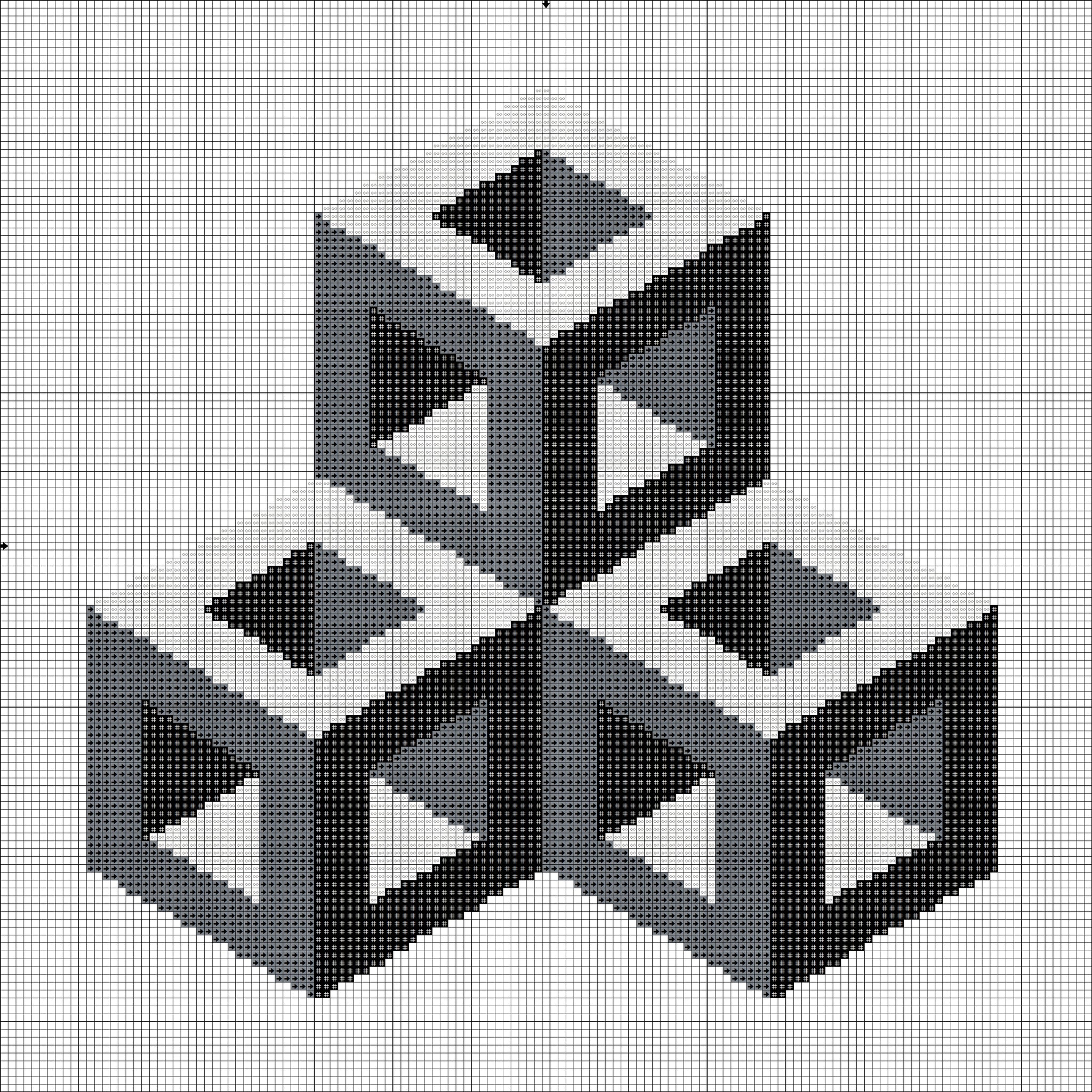 Black and white cubes free geometric cross stitch pattern