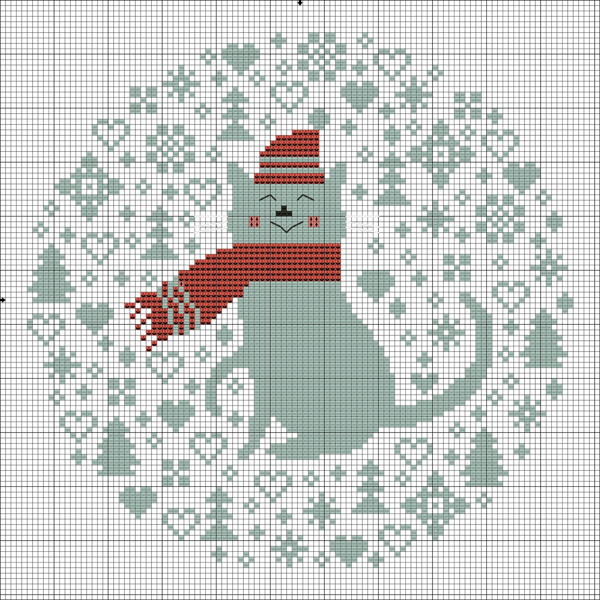 White Christmas cat cute animals free cross stitch hand embroidery pattern