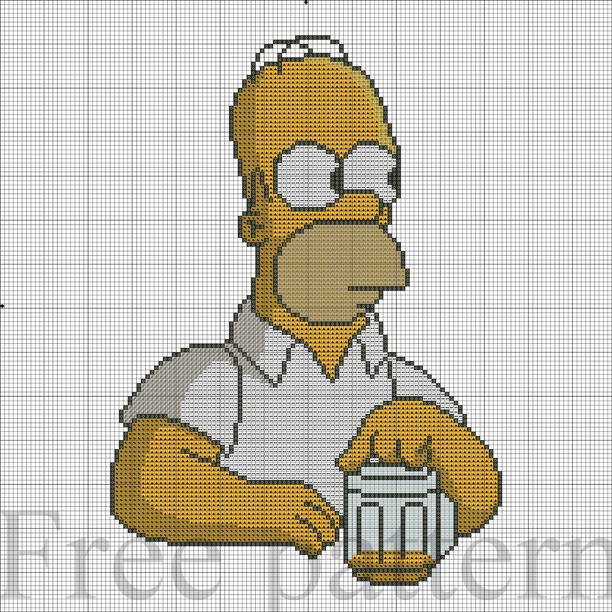 Homer Simpson free cross stitch pattern