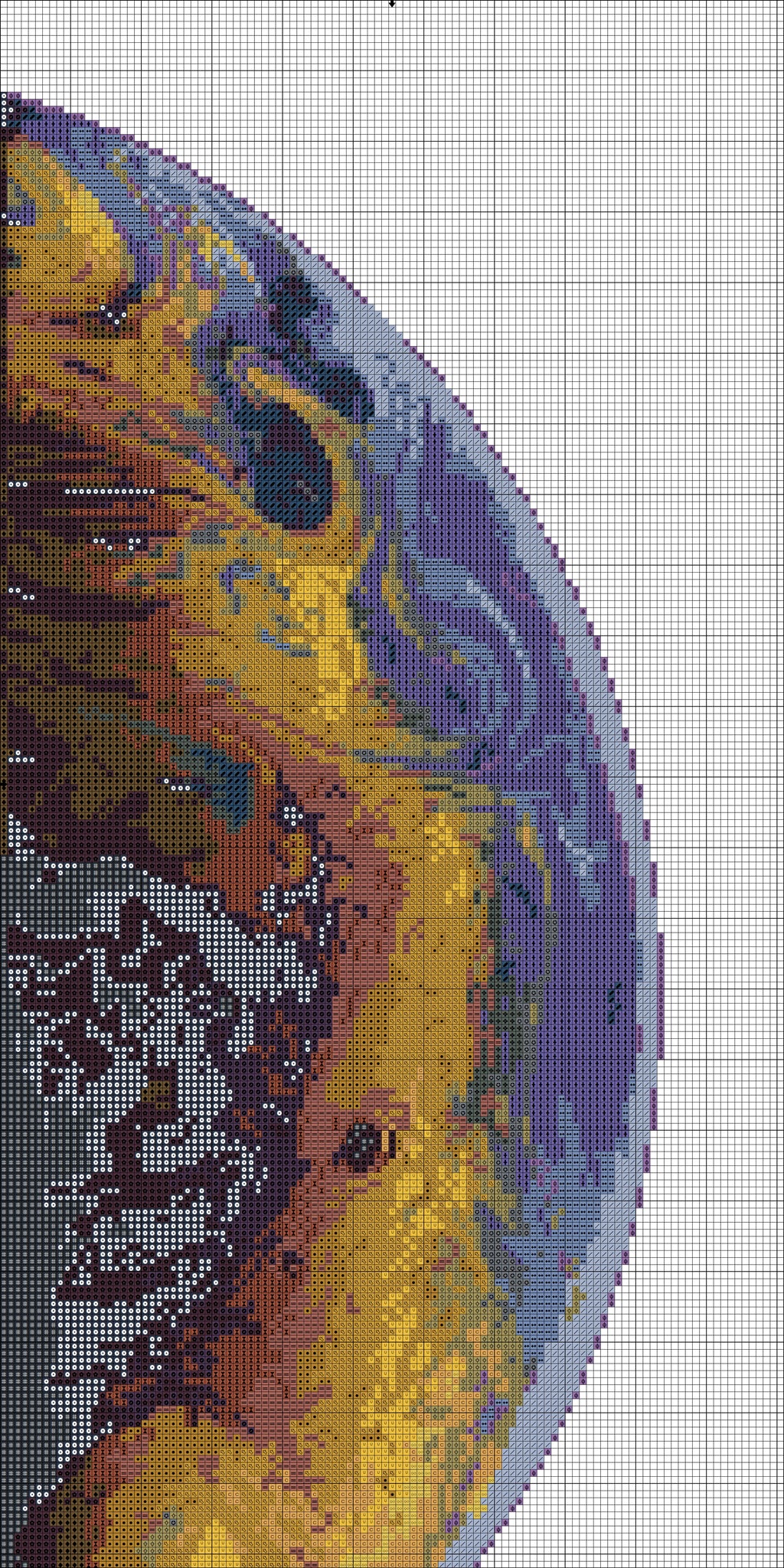 Blue planet in cosmos cross stitch pattern