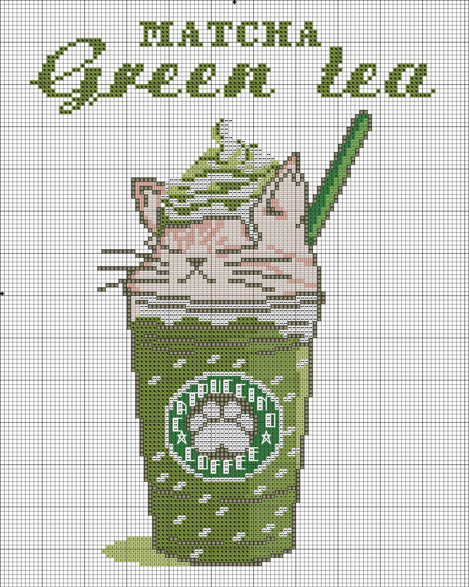 Matcha green tea funny cat free cross stitch pattern