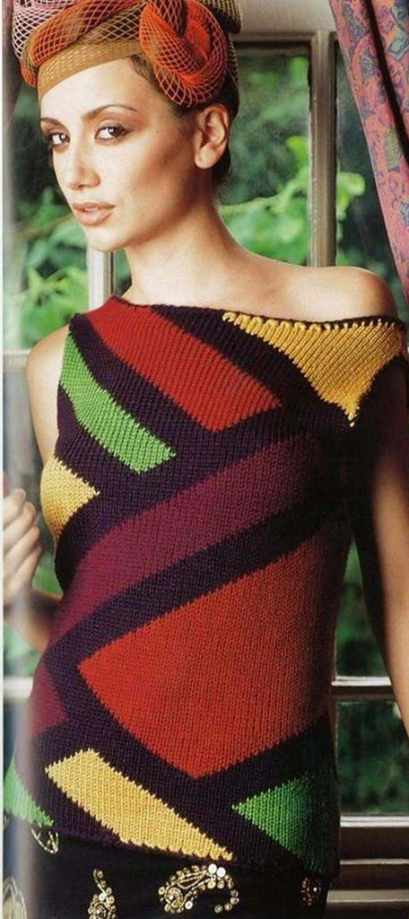 Color block sleeveless sweater knitting pattern 