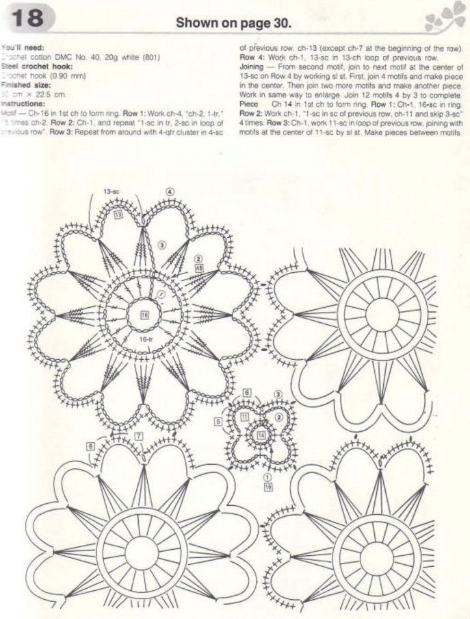 Flower motifs doily free pattern - JPCrochet