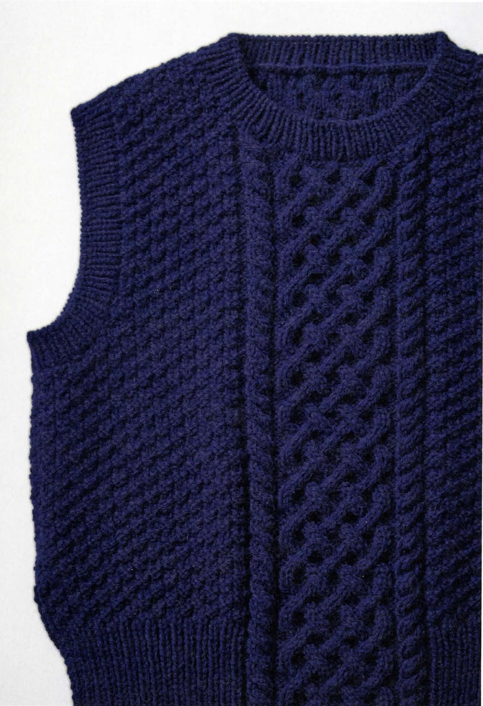Modern women vest pattern with cables and arans knitting pattern