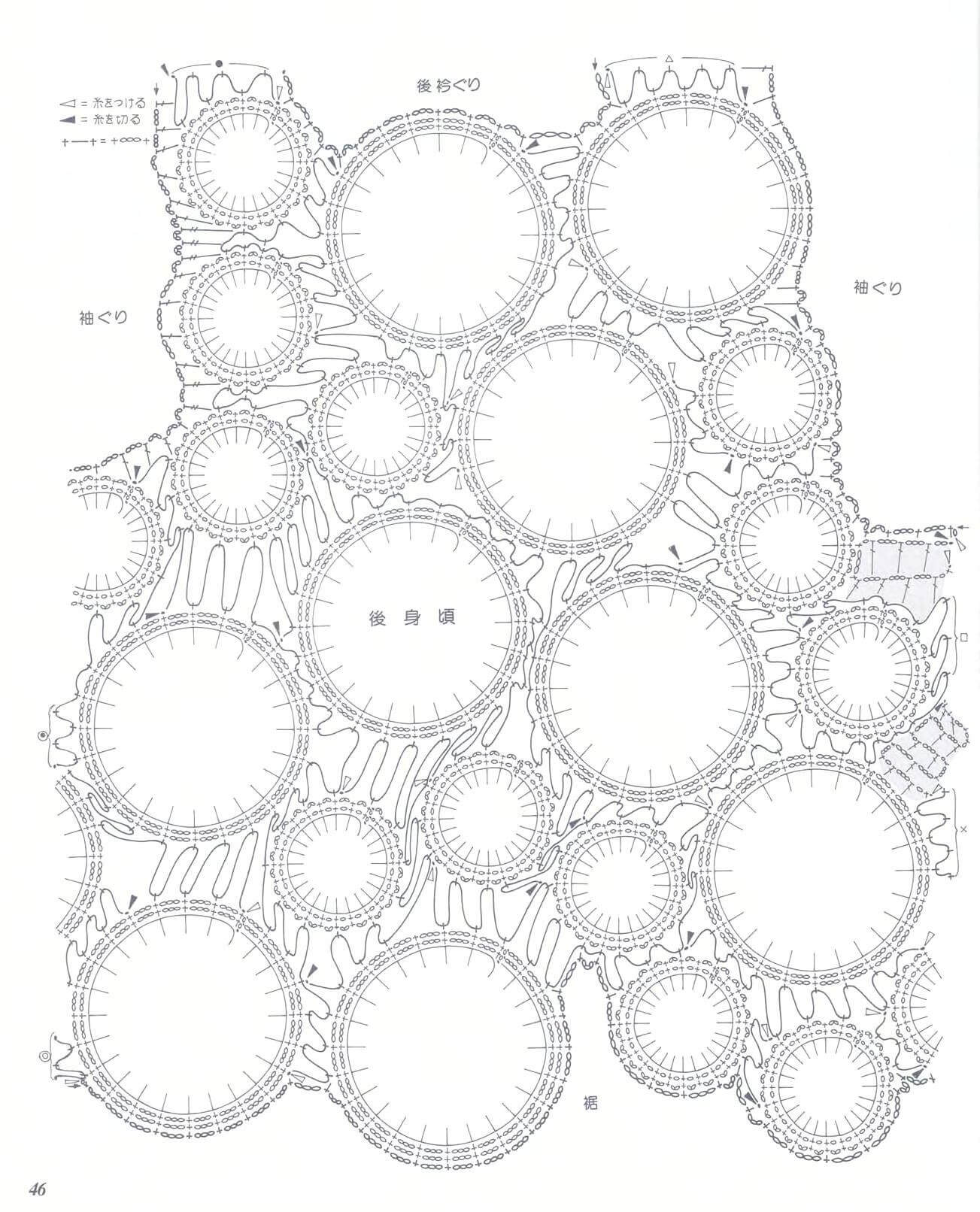 Round crochet motifs freeform top pattern