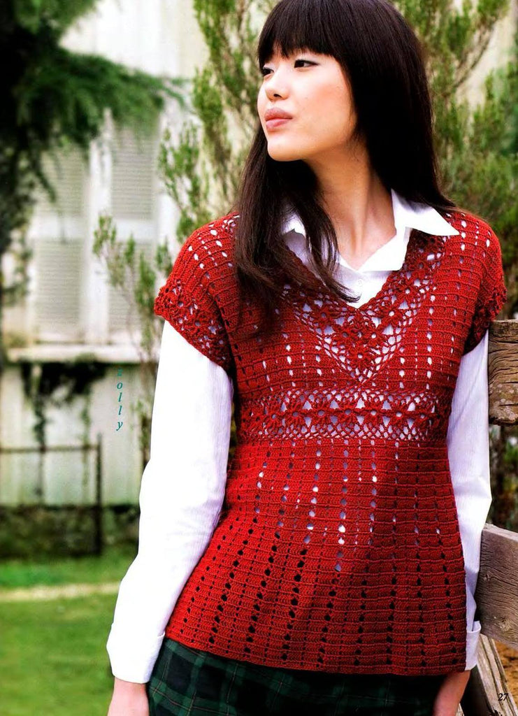 Red crochet tunic