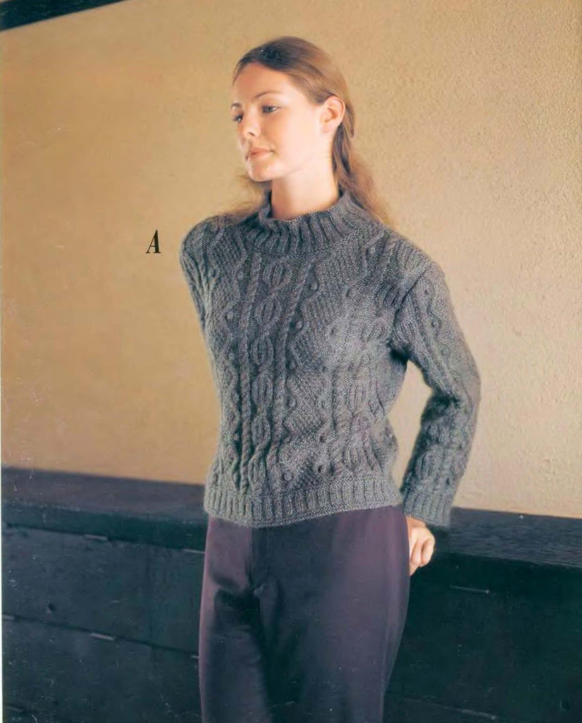 Elegant jumper with cables knitting pattern