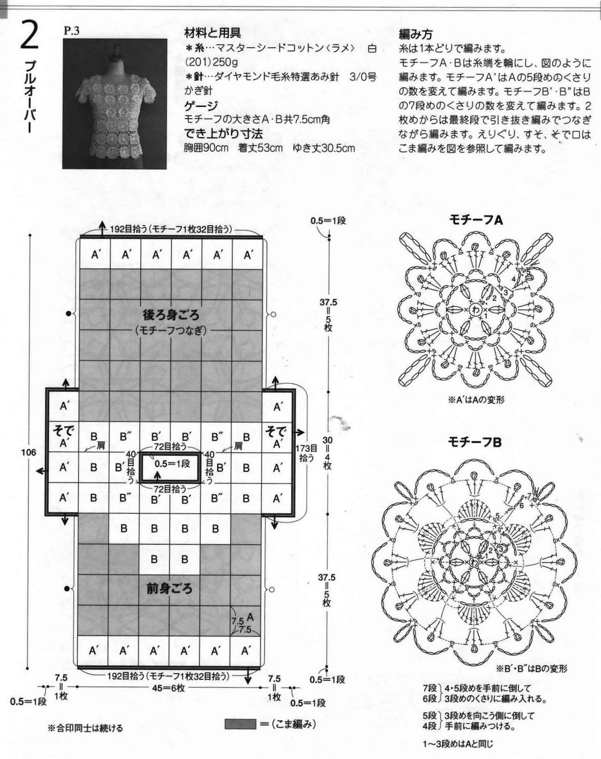 Crochet short sleeves pullover pattern - JPCrochet