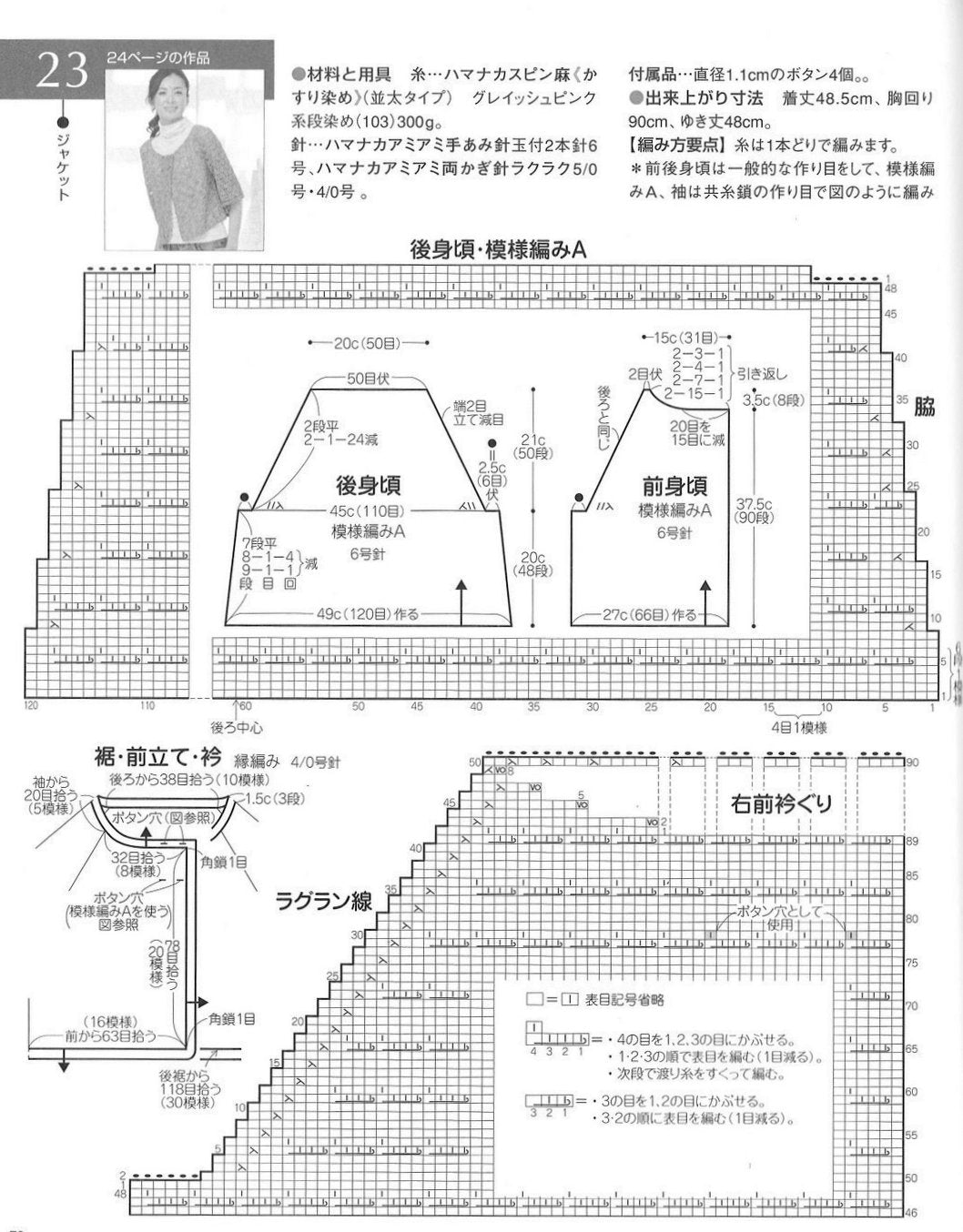 Short sleeves jacket knitting pattern