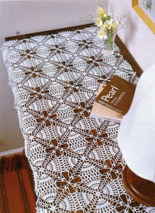 Square motifs table runner crochet pattern - JPCrochet