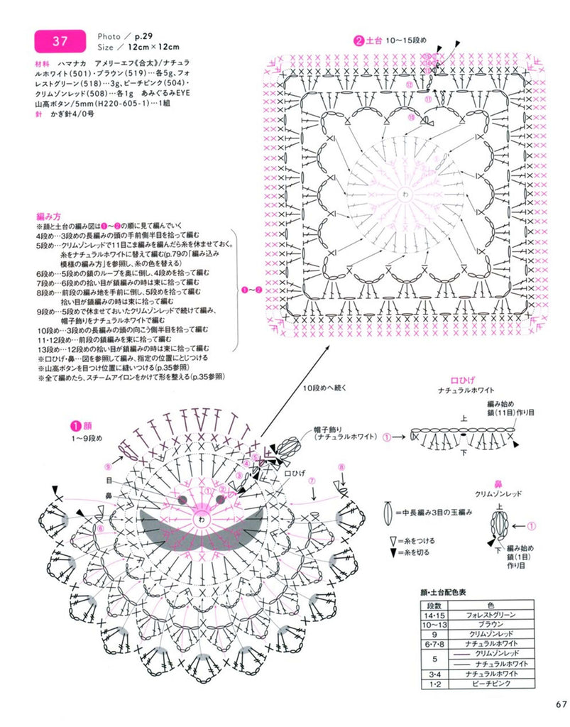 Cute Christmas Santa crochet motif patterns