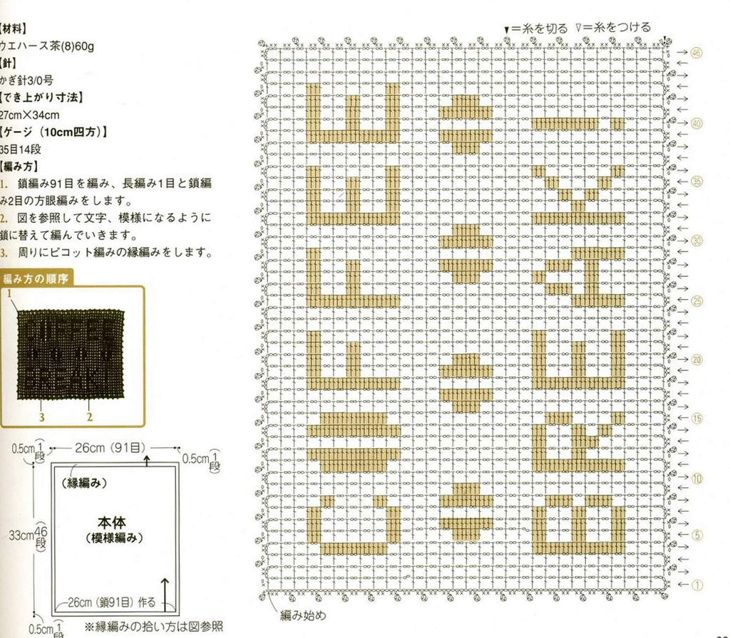 Black filet doily "Coffee break" pattern