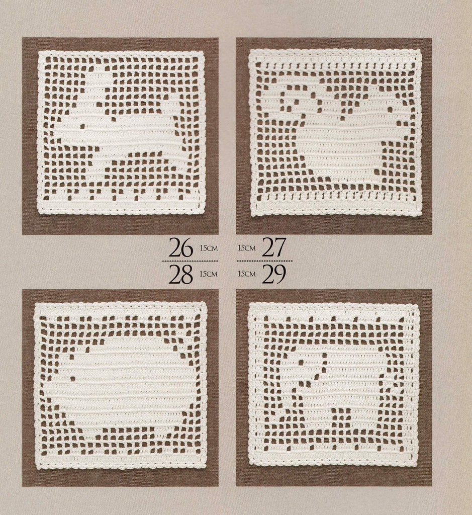 Filet cute animals crochet motifs charts