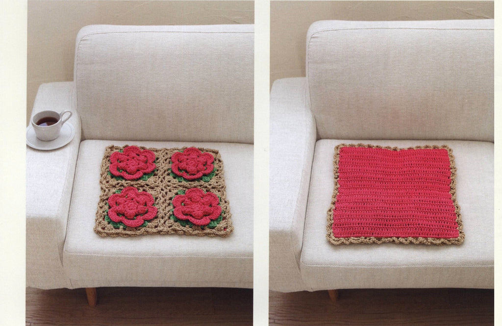 Rose crochet motif chair mat free pattern