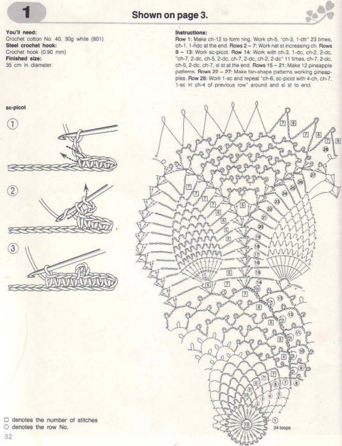 Pineapple lace doily free crochet pattern - JPCrochet