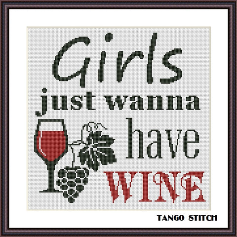 Wine and Dine Cross Stitch Kit, DIY Embroidery Pattern, Wine O'clock Cross  Stitch Kit, Beginner Needlepoint Kit 