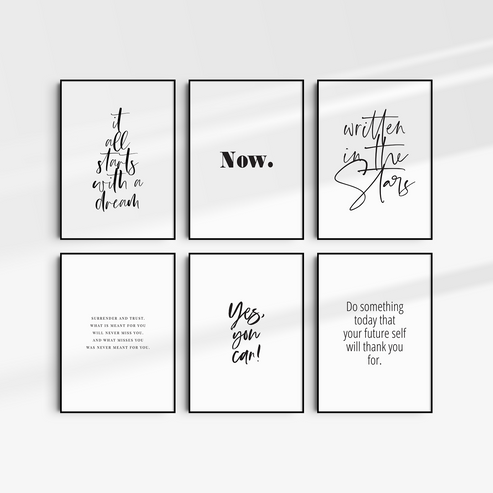 Printable Wall Art Quotes. Set of 6. Black and White. Inspirational. M ...