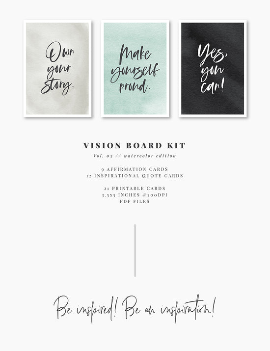Printable Vision Board Kit 03: Affirmation Cards and Inspirational Quo ...